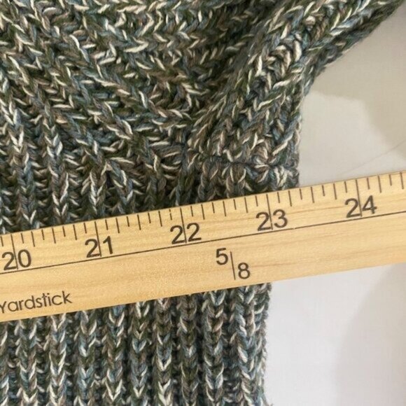 NWT $44 Chunky Cable Knit Sweater XL Green & Gray Rolled Neck Ribbed Pullover - Picture 5 of 7